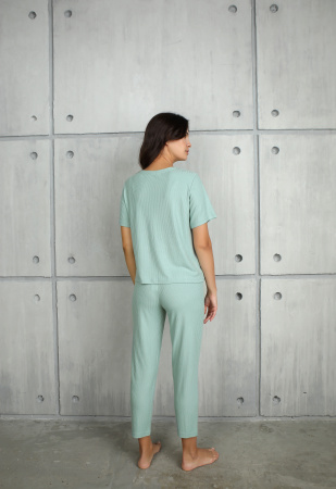 Пижама женская с брюками Дюма светло-зеленая-4