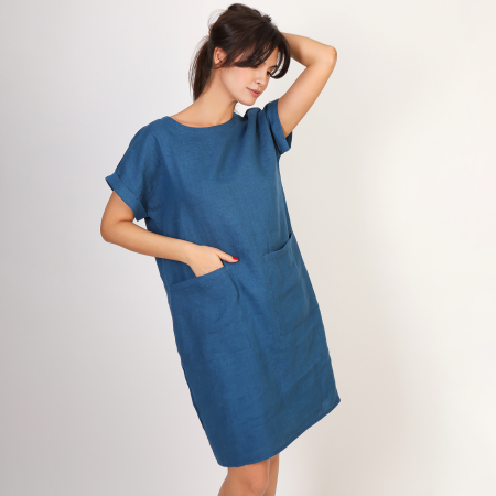Платье Дюма лен, цвет темно-синий(5)